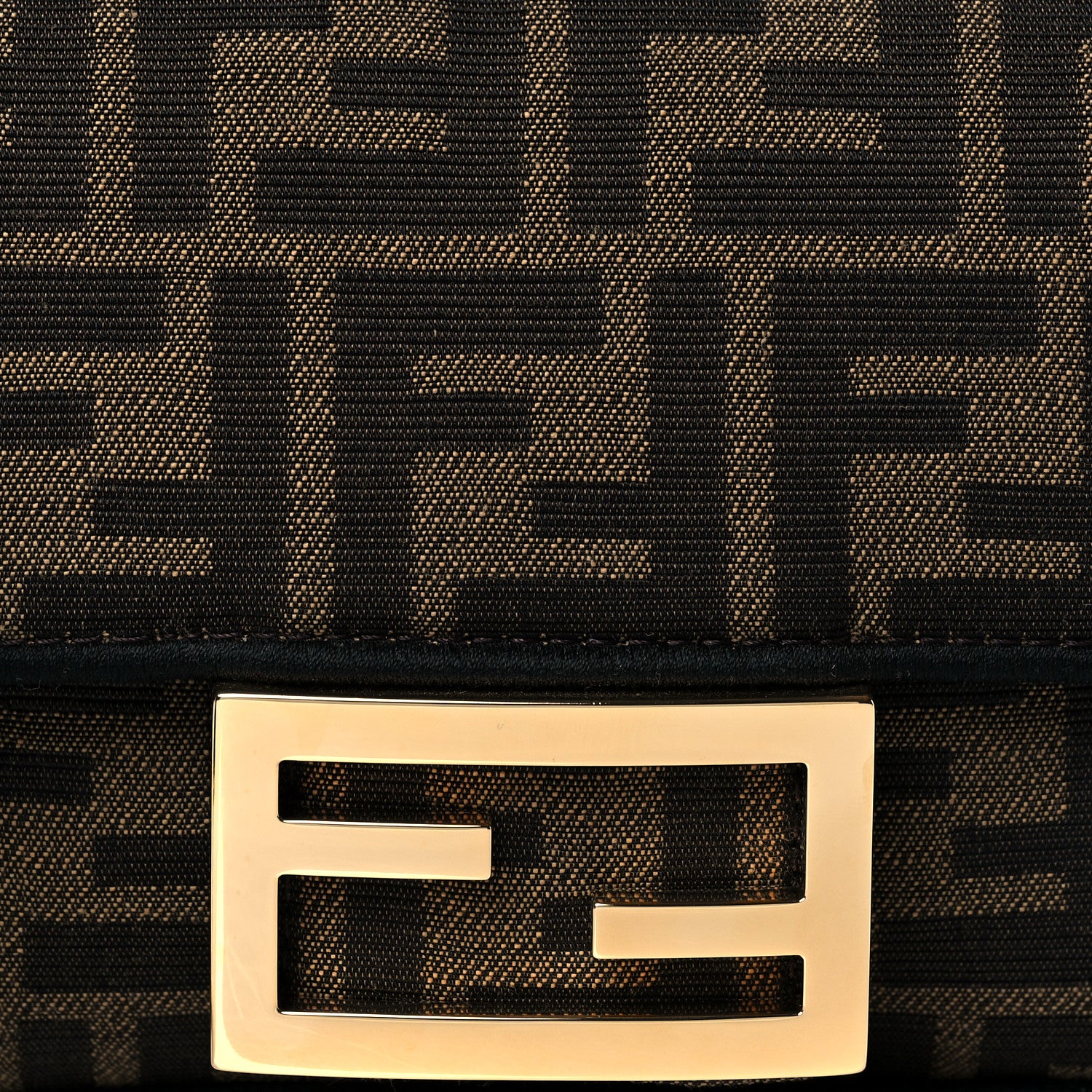 Fendi Fabric Jacquard FF 1974 Mini Baguette Tobacco Moro Black 8 of 10