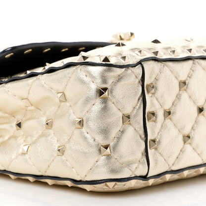 Valentino Garavani Metallic Wrinkled Lambskin Medium Rockstud Spike Shoulder Bag Mekong 10 of 12