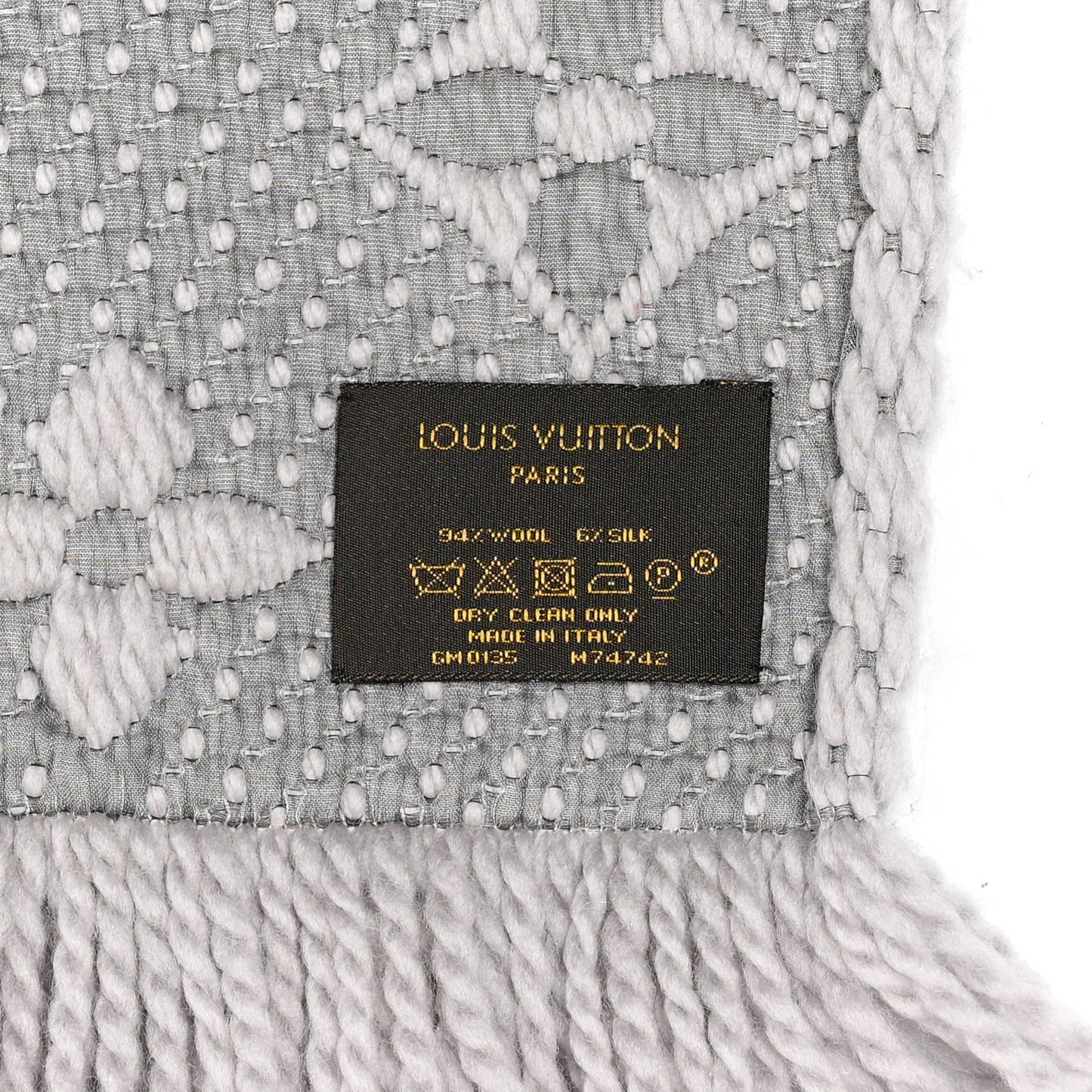 Wool Silk Logomania Scarf Pearl Grey
