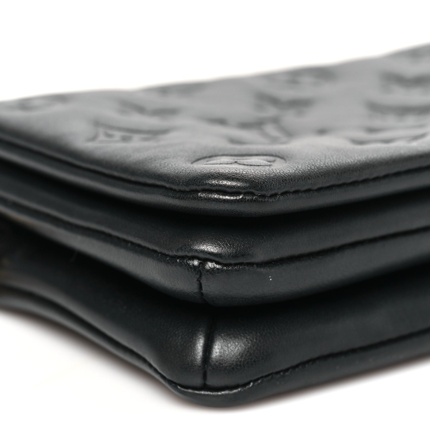 Lambskin Embossed Monogram Pochette Coussin Black