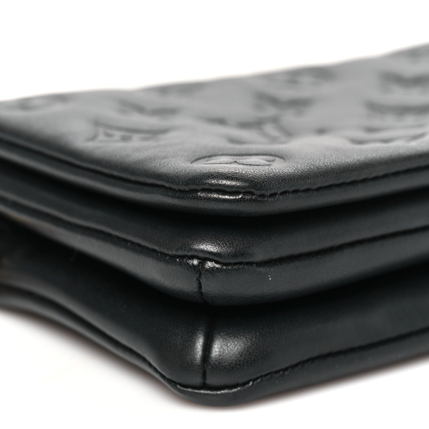 Louis Vuitton Lambskin Embossed Monogram Pochette Coussin Black 8 of 10