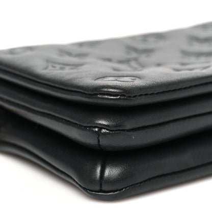 Louis Vuitton Lambskin Embossed Monogram Pochette Coussin Black 8 of 10