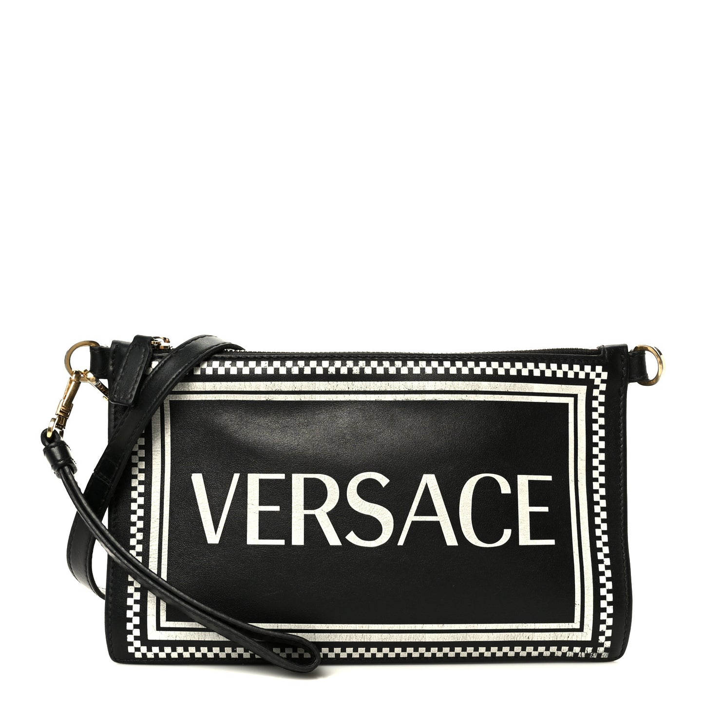 Calfskin 90s Logo Pouch Black
