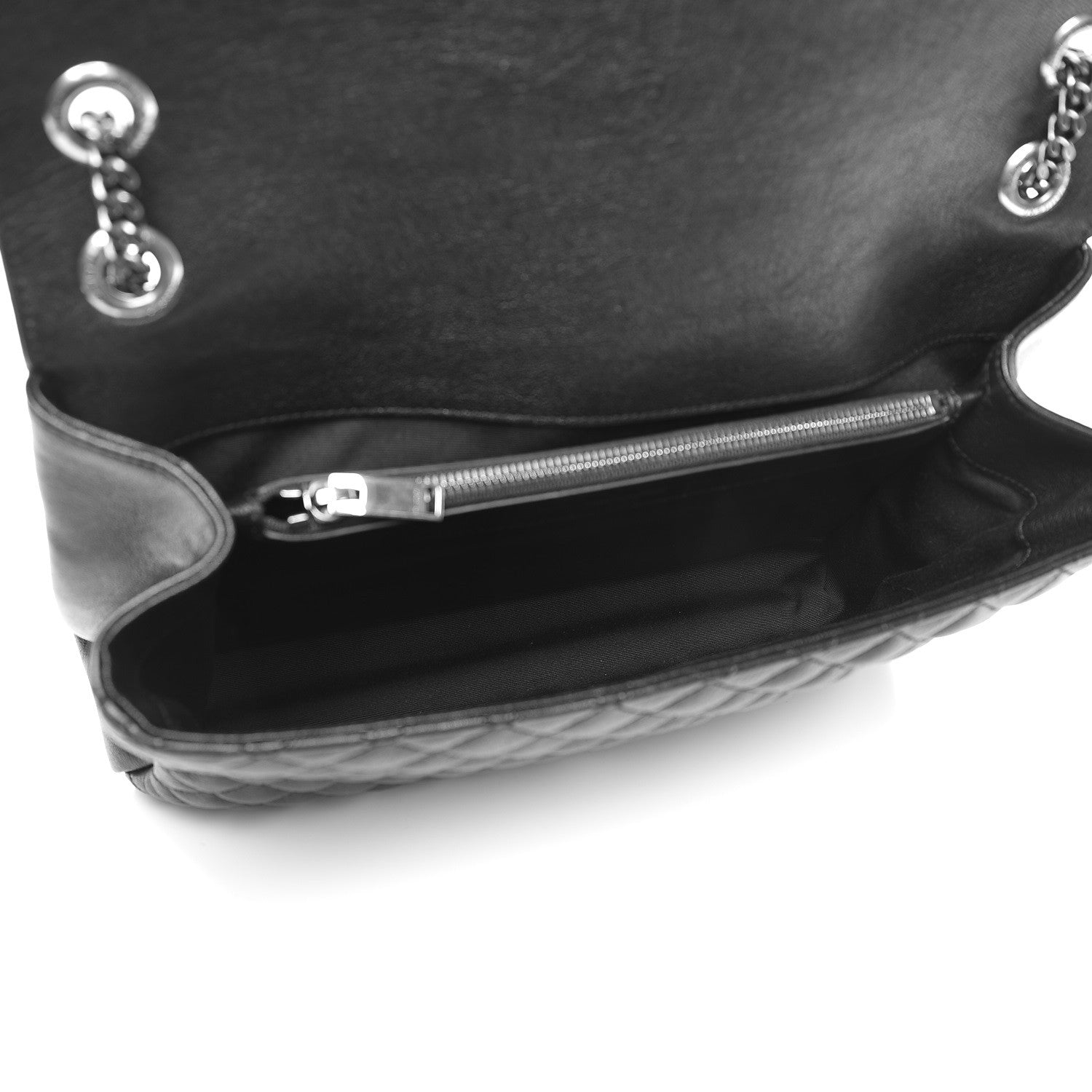 Saint Laurent Calfskin Mixed Matelasse Triquilt Large Monogram Satchel Black 5 of 8