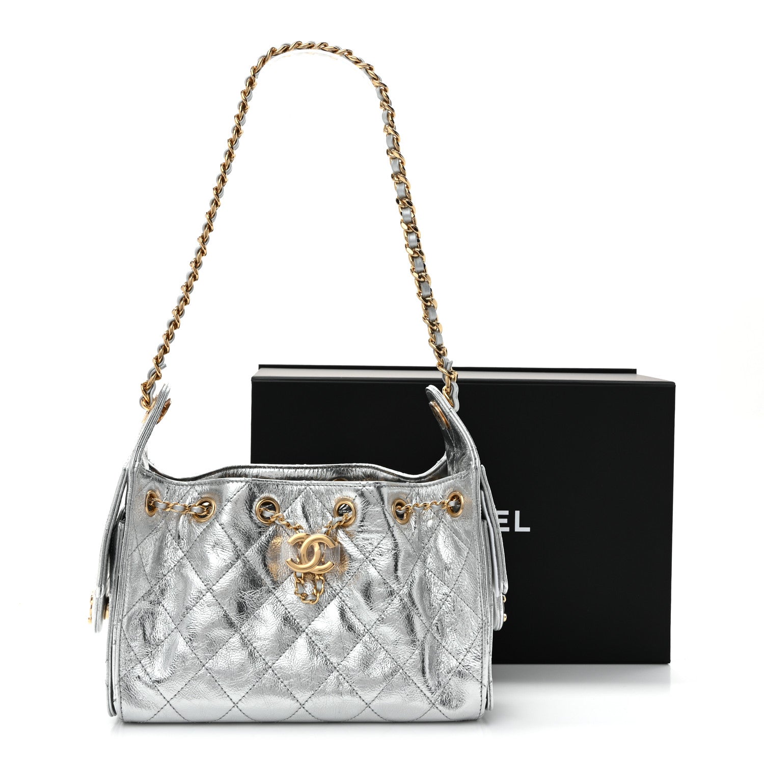 Chanel Metallic Aged Calfskin Quilted Mini Chanel 25 Handbag Silver 11 of 11