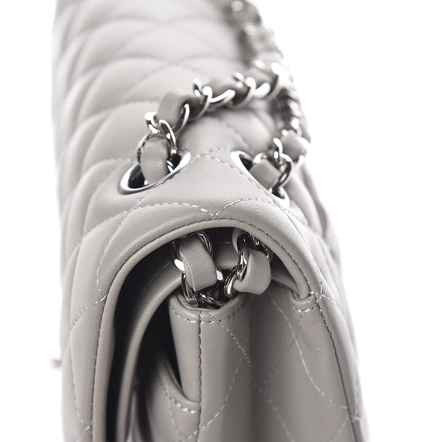 Chanel Lambskin Quilted Medium Double Flap Grey 12 of 21