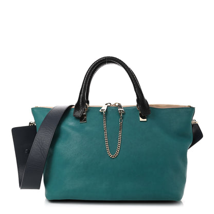 Chloe Smooth Calfskin Snakeskin Medium Baylee Tote Blue 1 of 4