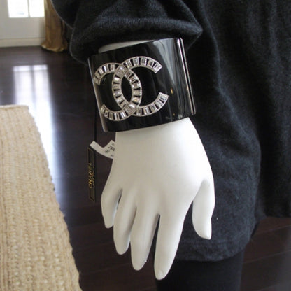 Chanel Black CC Crystal Cuff 2 of 6