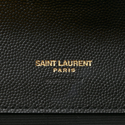 Saint Laurent Grain De Poudre Matelasse Chevron Monogram Envelope Clutch Black 6 of 7