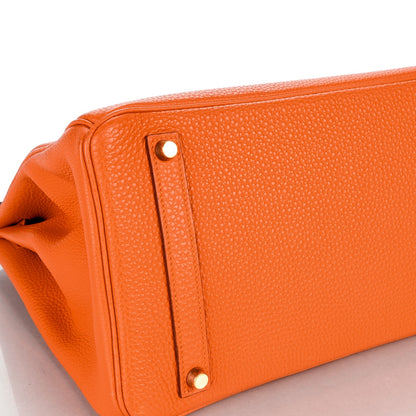 Hermes Taurillon Clemence Birkin 35 Orange 21 of 23