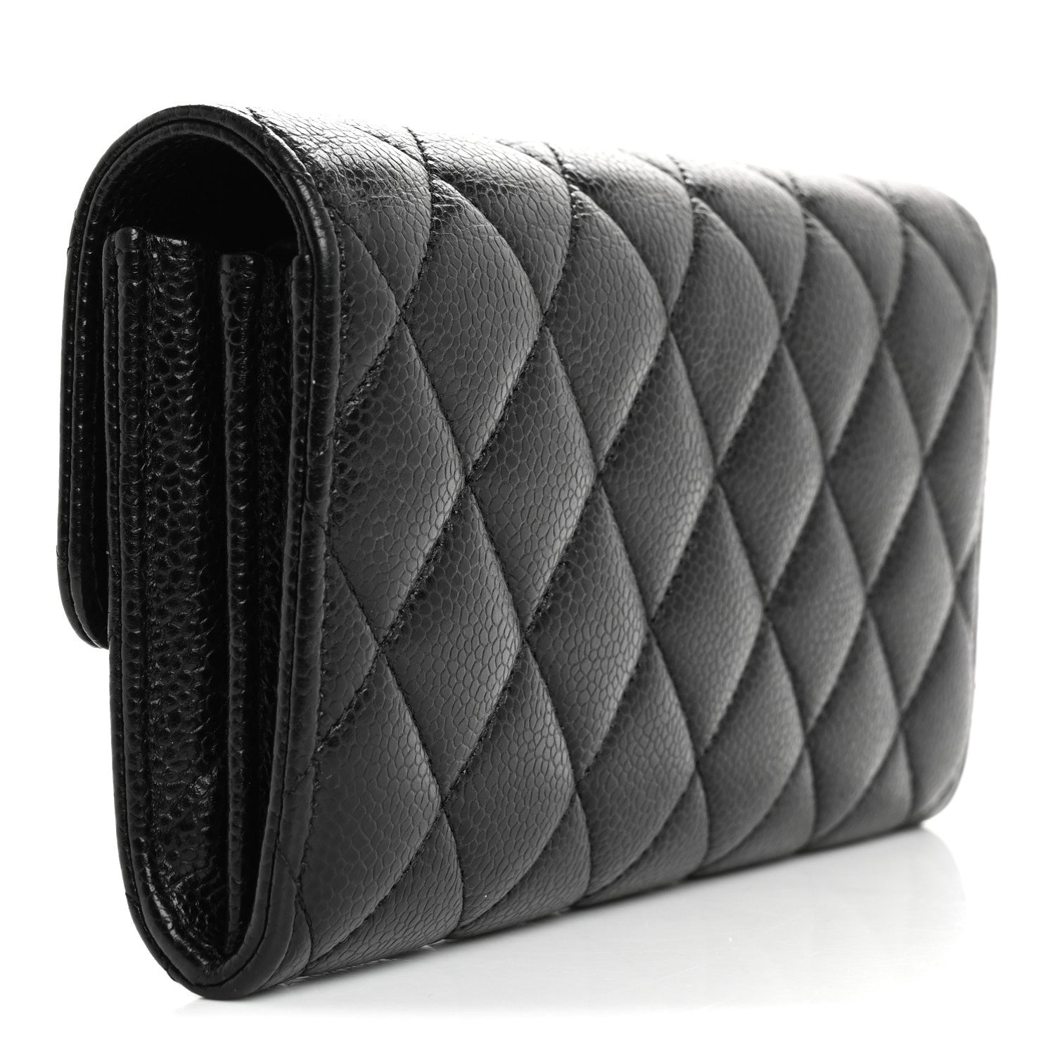 Chanel Caviar Quilted Large Gusset Flap Wallet Black 3 of 14
