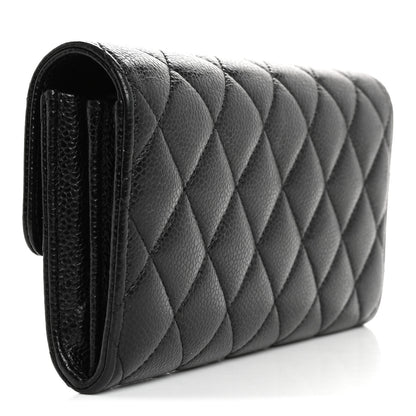 Chanel Caviar Quilted Large Gusset Flap Wallet Black 3 of 14