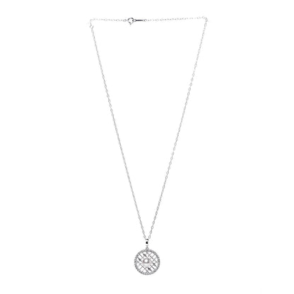 Mikimoto 18K White Gold Diamond Akoya Pearl 7mm Circle Pendant Necklace 3 of 6