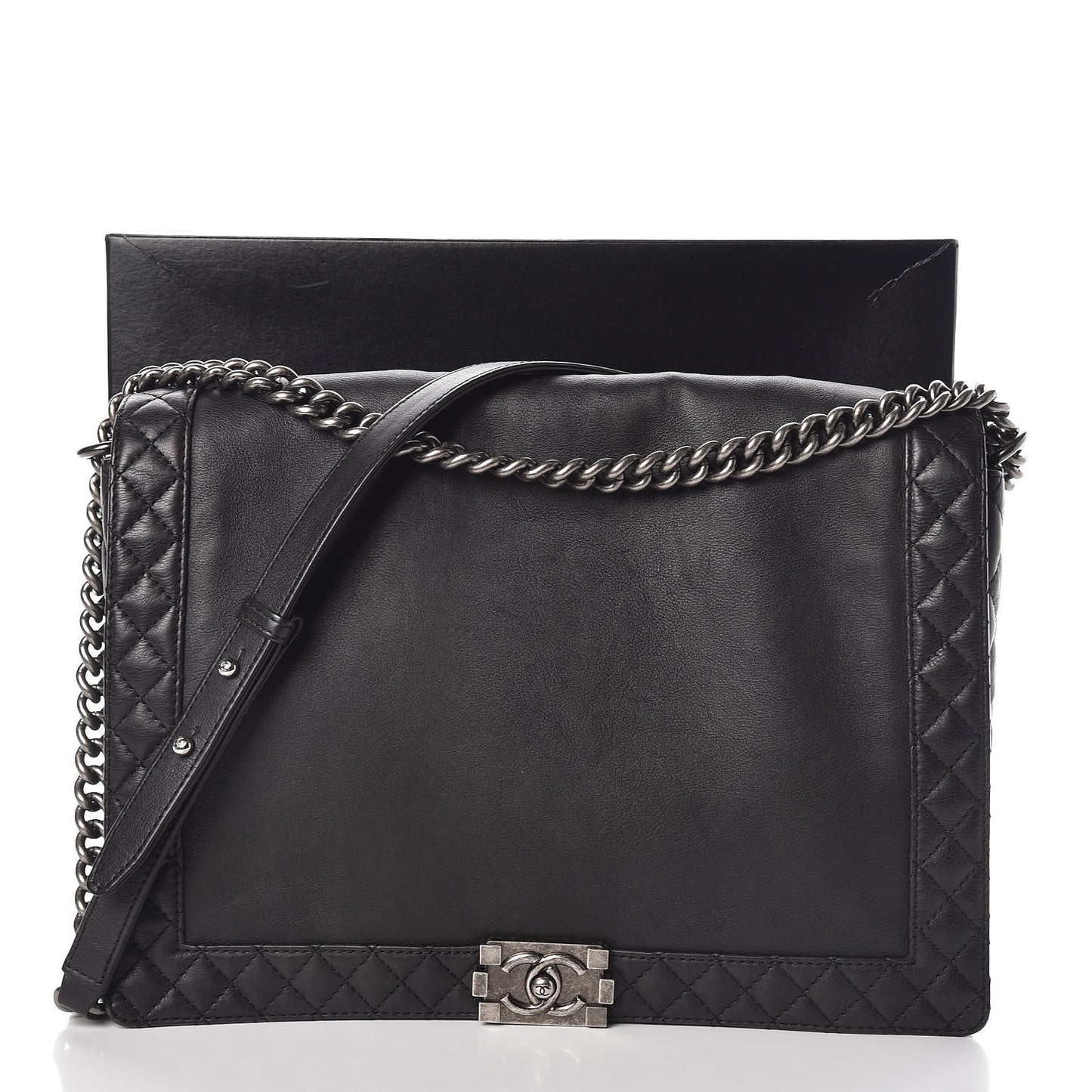 Calfskin Large Boy Reverso Flap Black