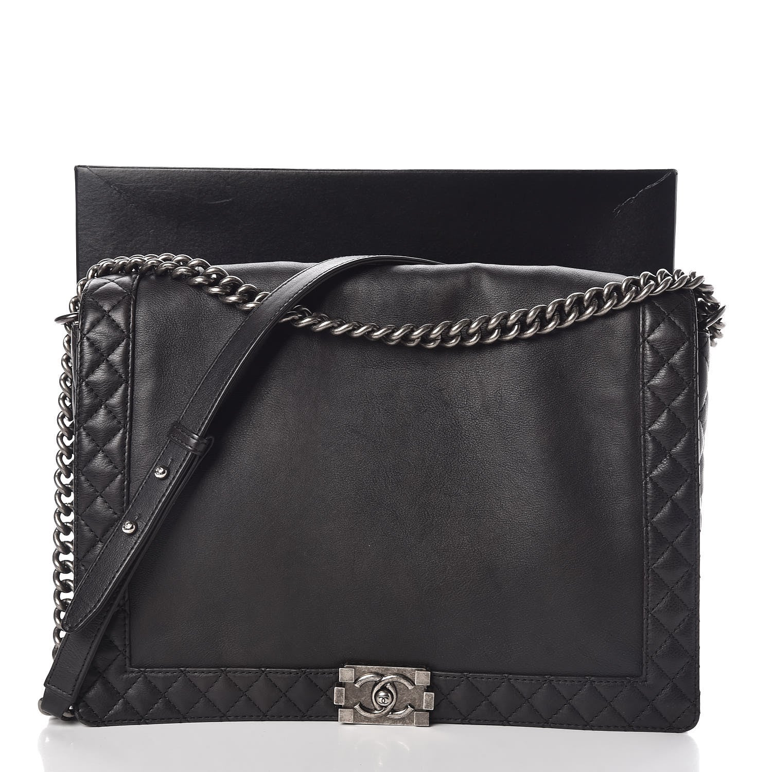 Chanel Calfskin Large Boy Reverso Flap Black 10 of 10