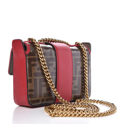 Fendi Glazed Fabric Vitello Century FF 1974 Stamp Patch Mini Double F Crossbody Bag Mogano Panna Fragola 4 of 9