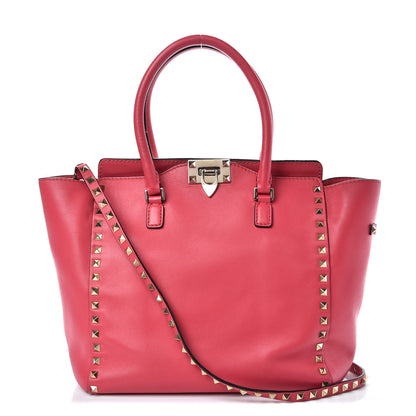 Valentino Garavani Vitello Rockstud Double Handle Tote Deep Rose 1 of 9