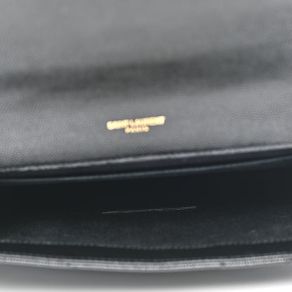 Saint Laurent Grain De Poudre Matelasse Chevron Monogram Envelope Clutch Black 5 of 8