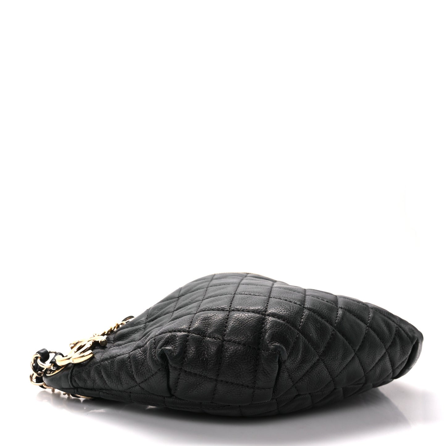 Calfskin Quilted Banane Waist Bag Fanny Pack Black