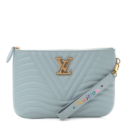 Louis Vuitton Calfskin New Wave Zipped Pochette Porcelain Blue 1 of 7