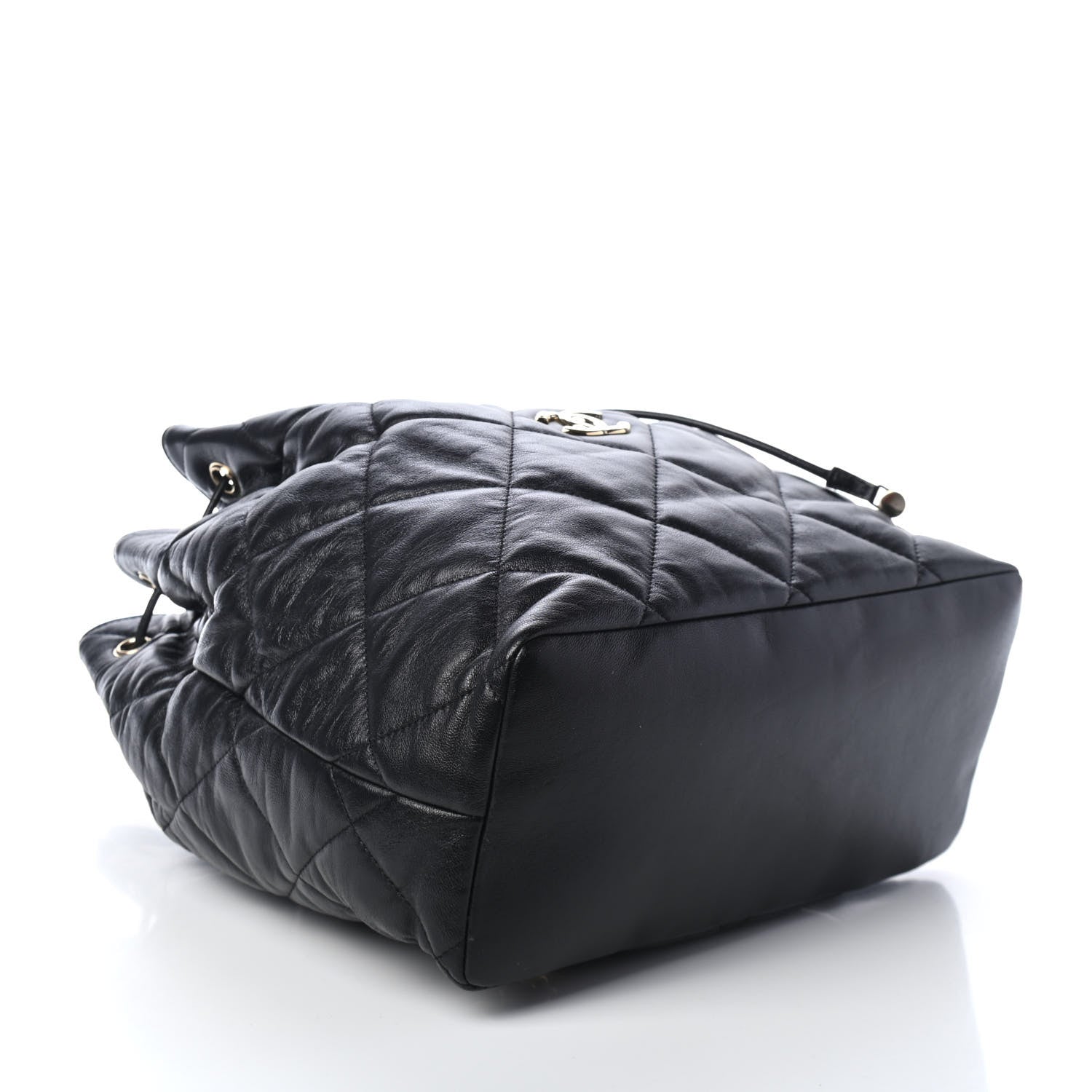Chanel Lambskin Quilted Drawstring Backpack Black 3 of 4
