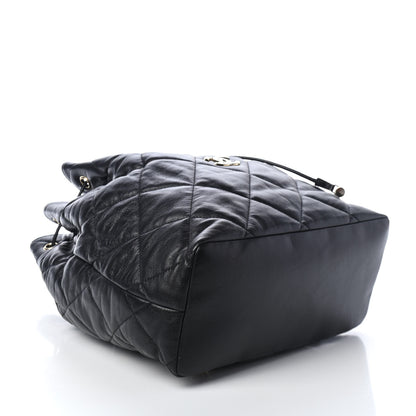Chanel Lambskin Quilted Drawstring Backpack Black 3 of 4
