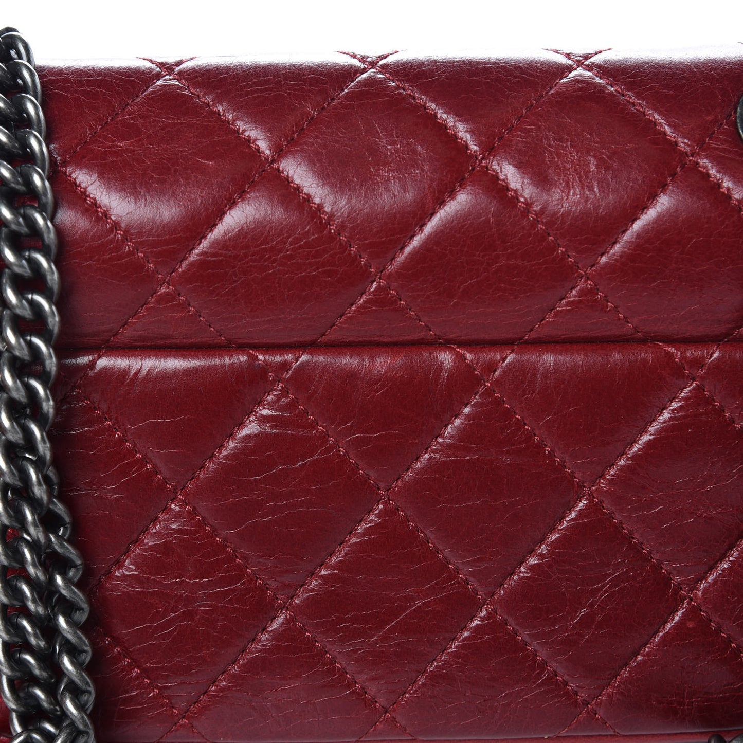 Glazed Calfskin Quilted Small Duo Color Flap Red