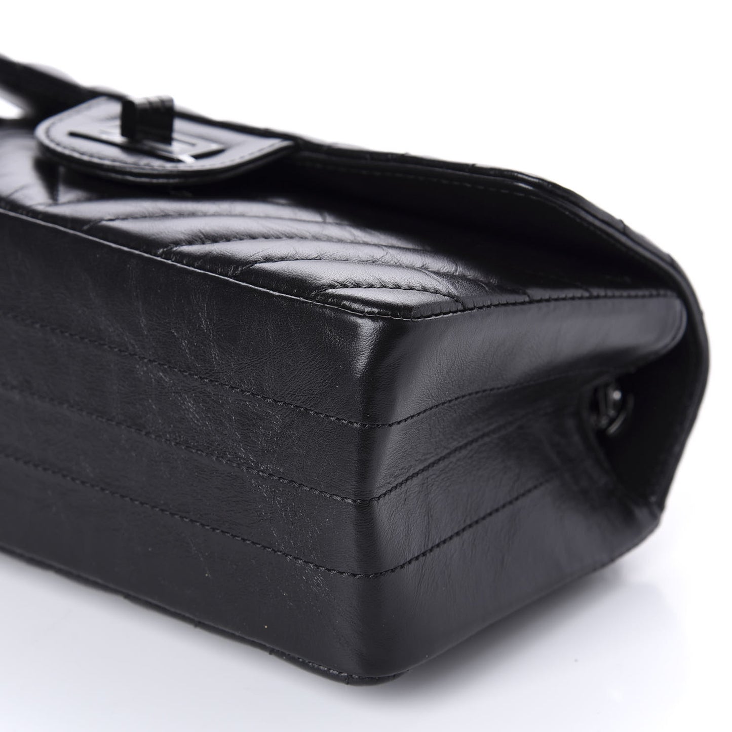 Aged Calfskin Chevron Quilted 2.55 Reissue Mini Flap So Black