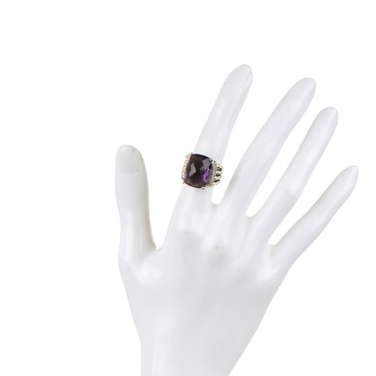 David Yurman Sterling Silver Diamond Amethyst 16mm Wheaton Ring 49 5 2 of 5