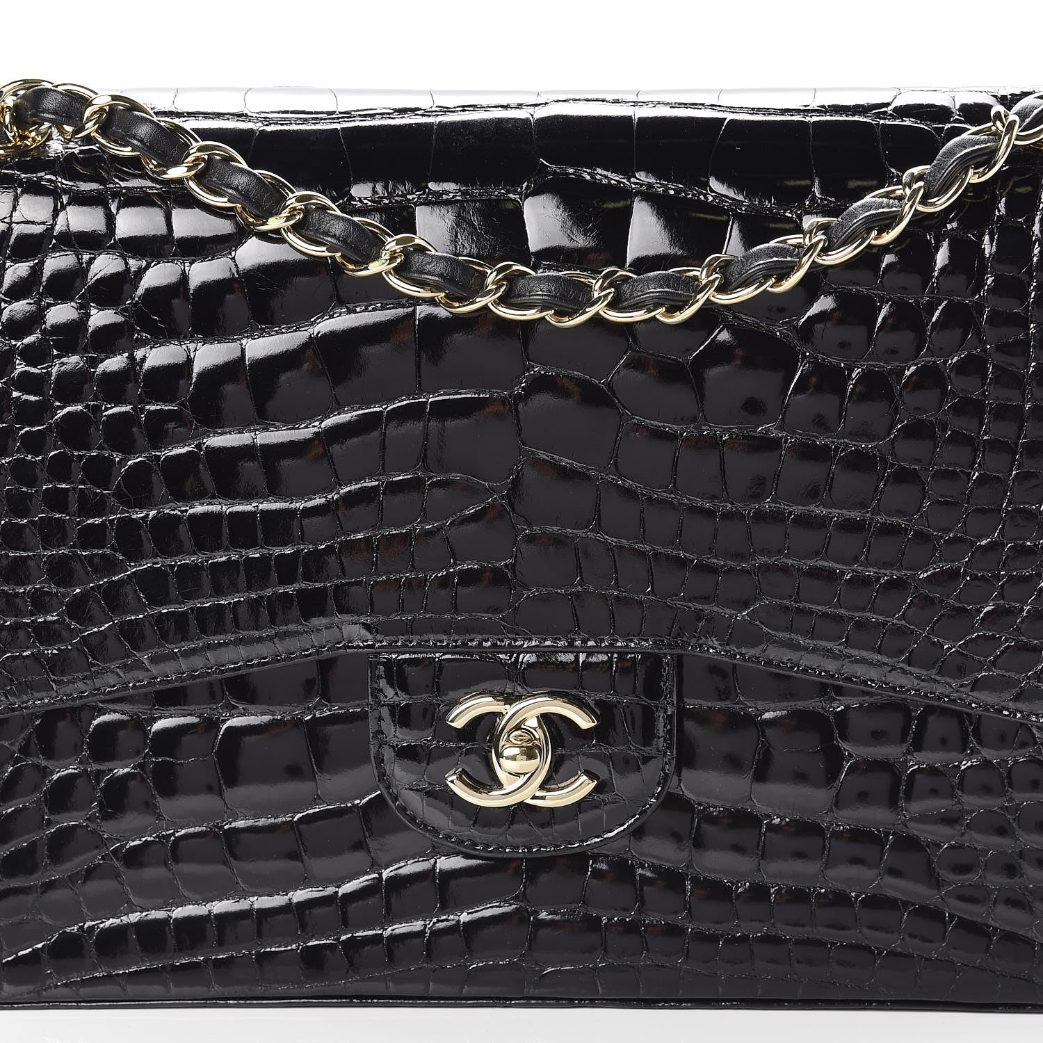 Chanel Alligator Jumbo Double Flap Black 10 of 11