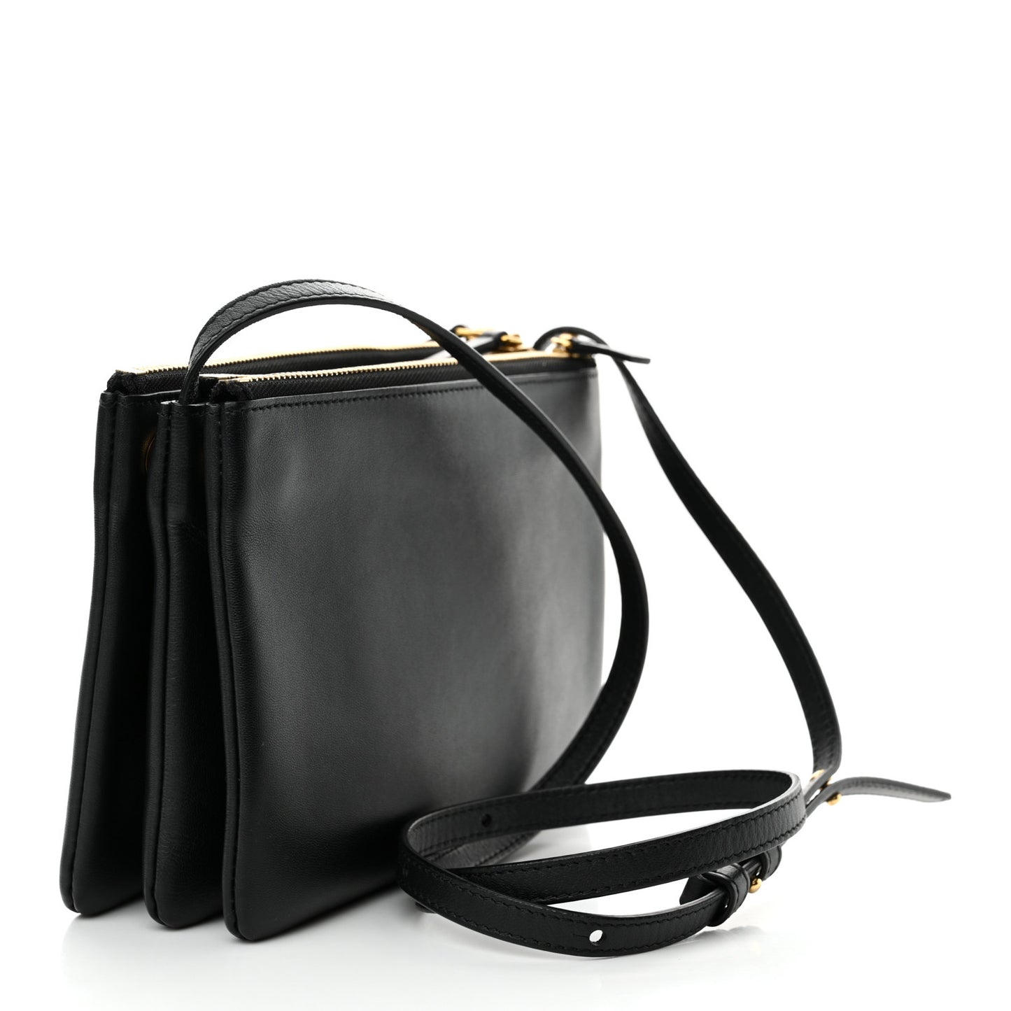 Lambskin Small Trio Crossbody Bag Black