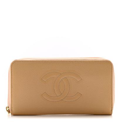 Chanel Caviar Large Timeless CC Zip Around Wallet Beige 1 of 14
