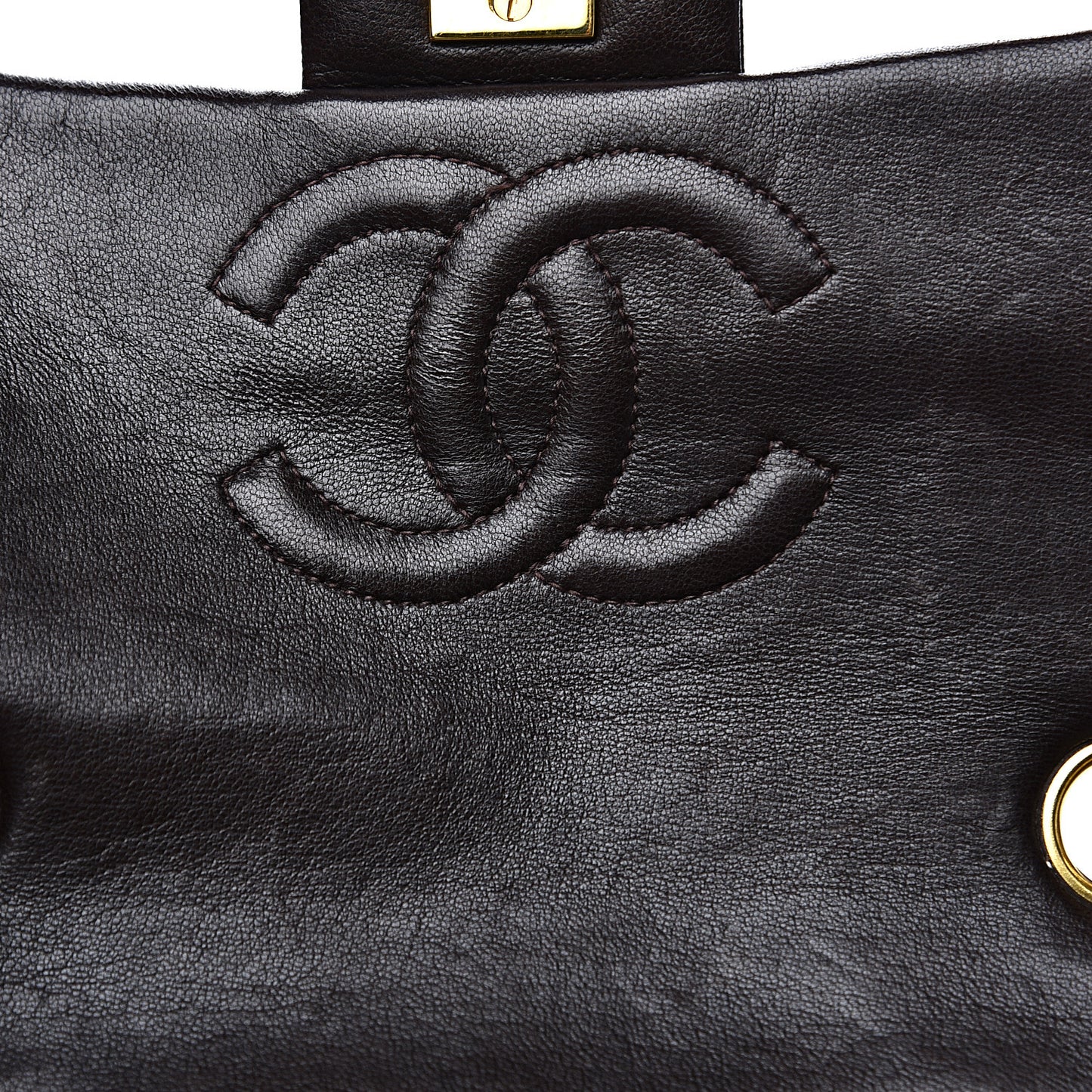 Lambskin Quilted Mini Square Flap Brown