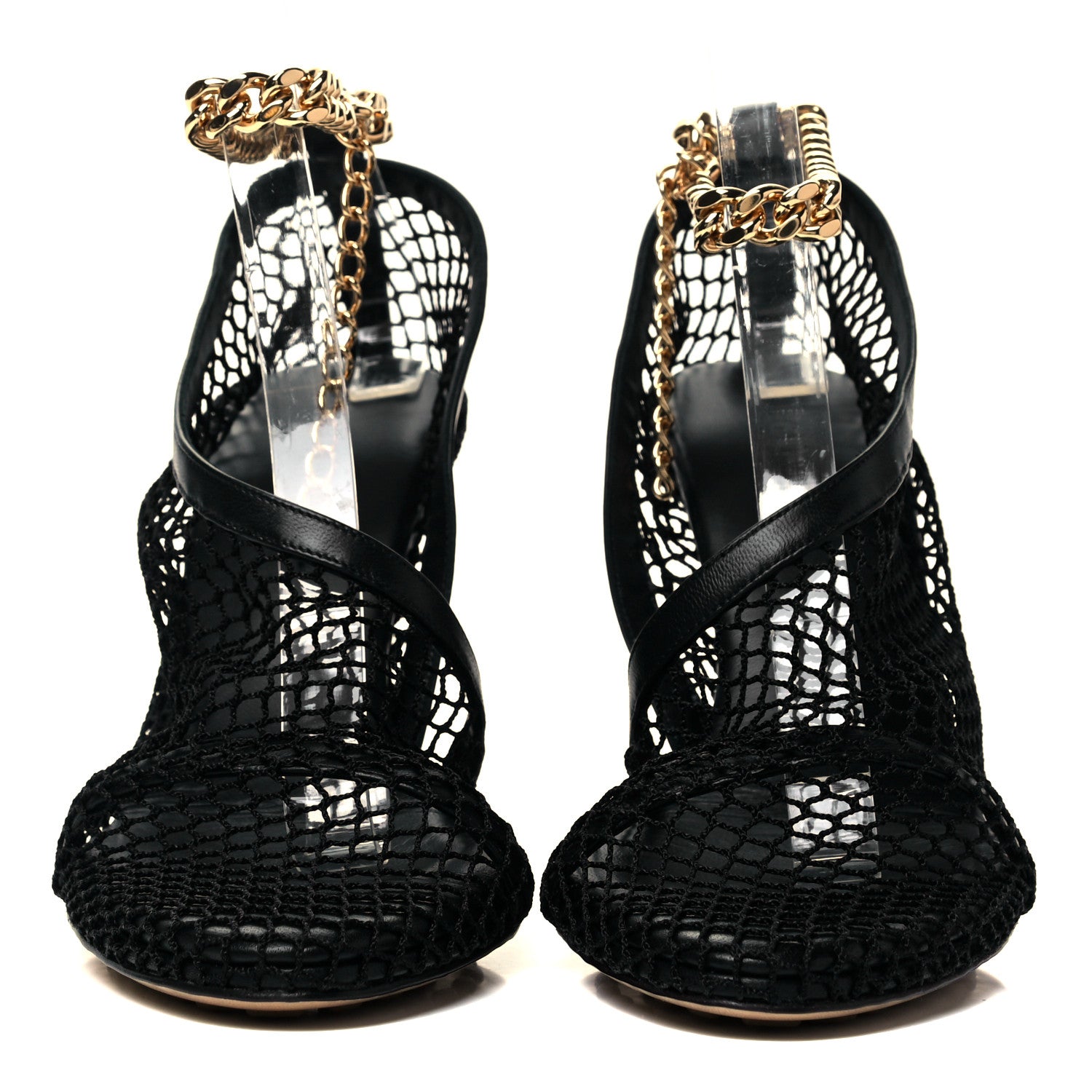 Bottega Veneta Mesh Nappa Chunky Chain Sandals 38.5 Black 2 of 7