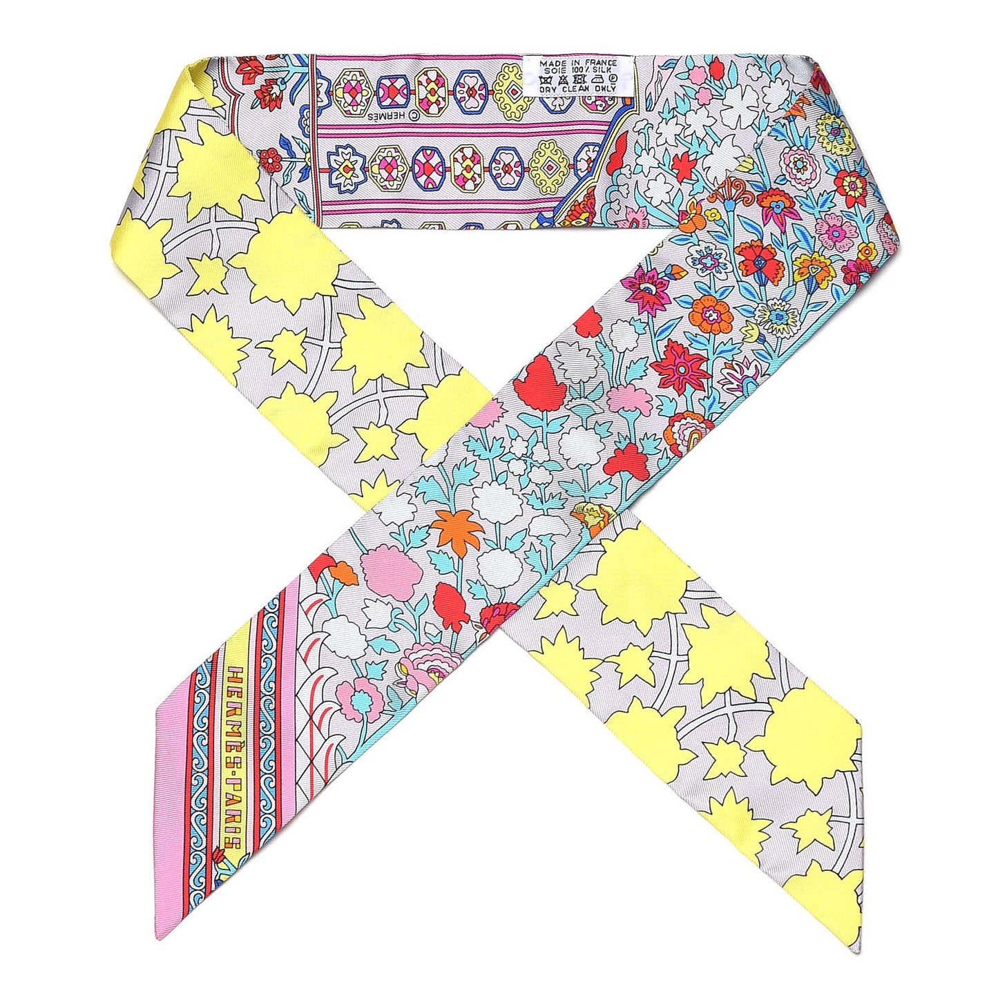Silk Tapis Persans Twilly Jaune Vif Gris Multicolor