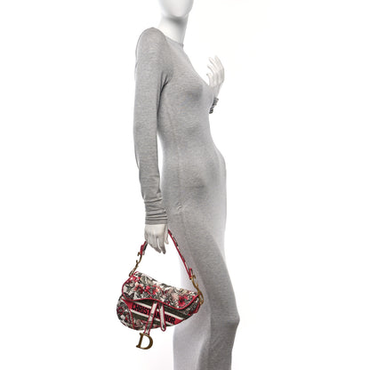 Christian Dior Canvas Embroidered Butterfly Print Saddle Bag Pink Multicolor 2 of 10