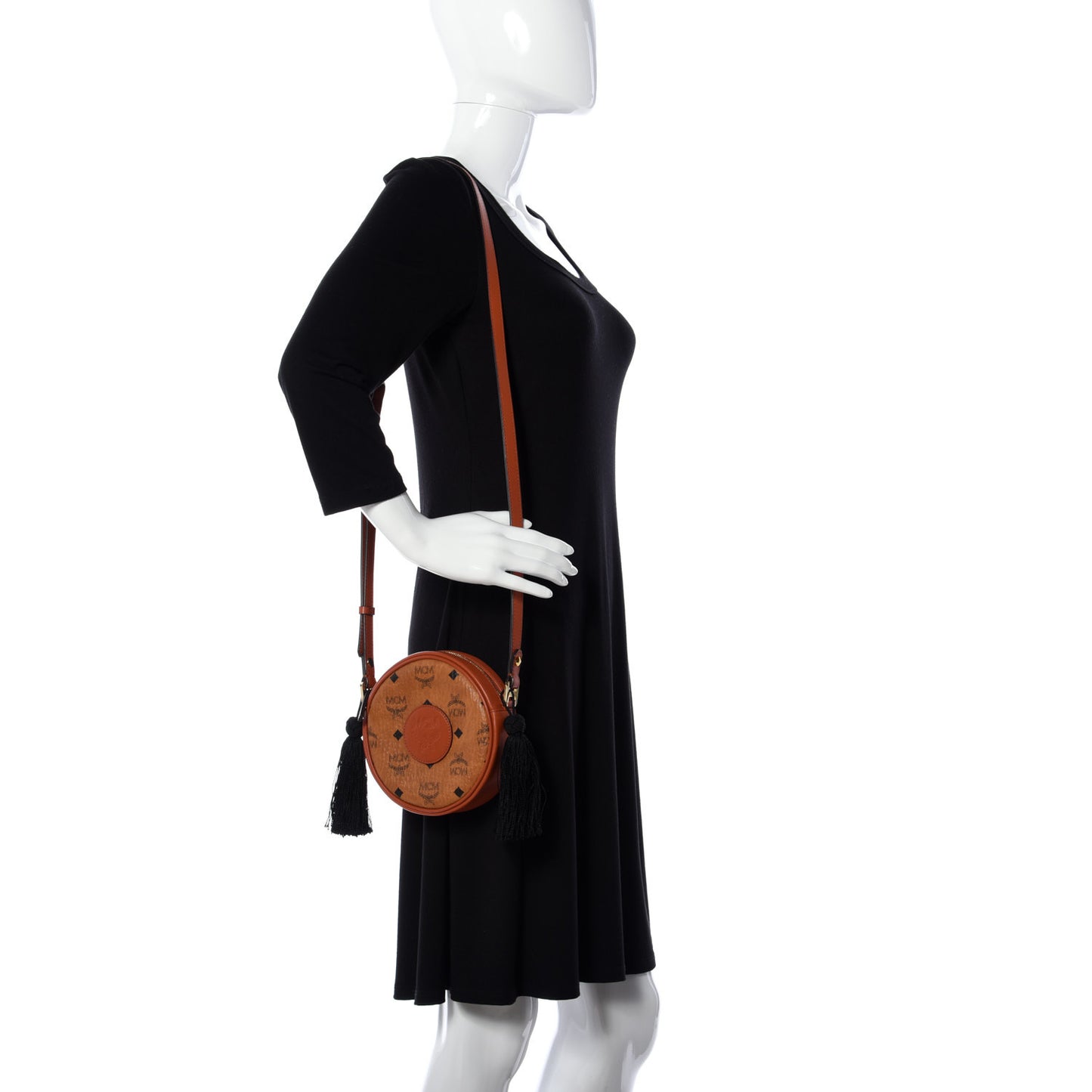 Visetos Small Tambourine Crossbody Cognac Black