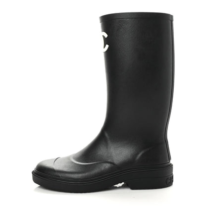 Chanel Caoutchouk CC High Boots 38 Black 1 of 8