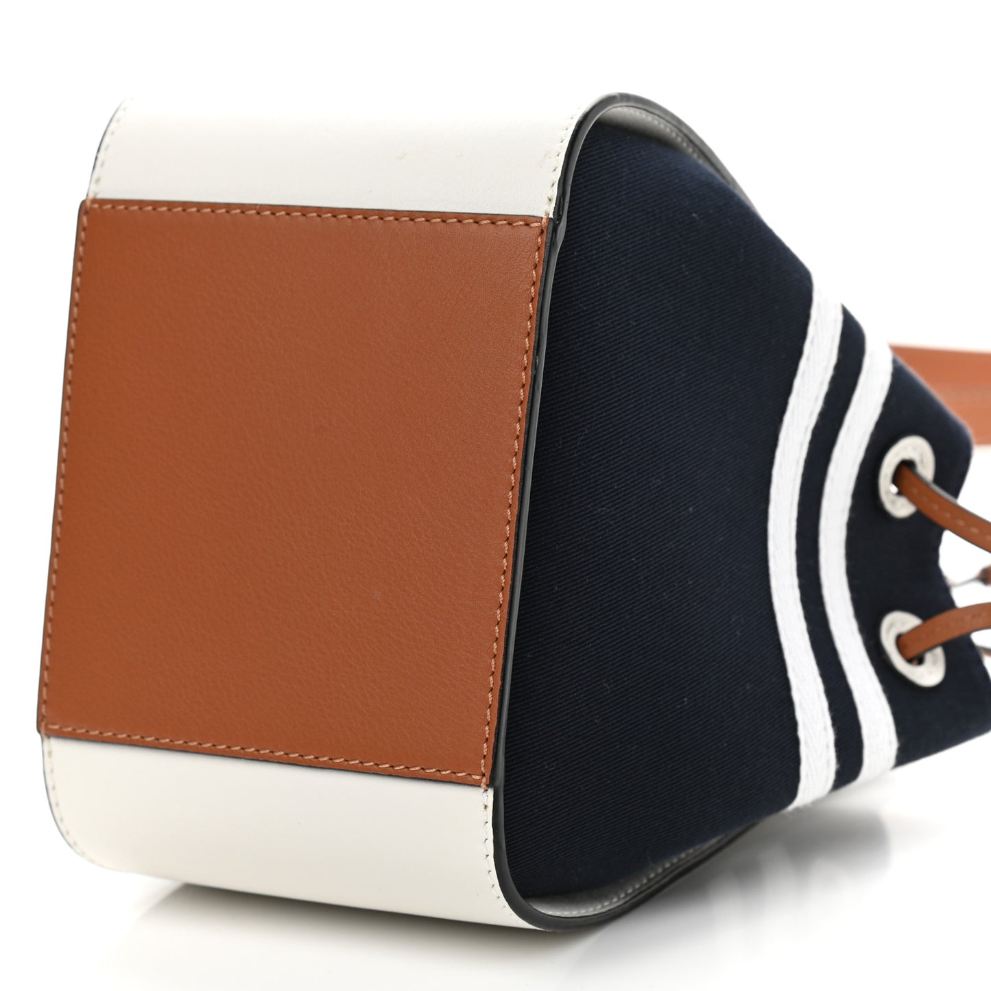 Calfskin Canvas Sailor Mini Hammock Shoulder Bag White Tan