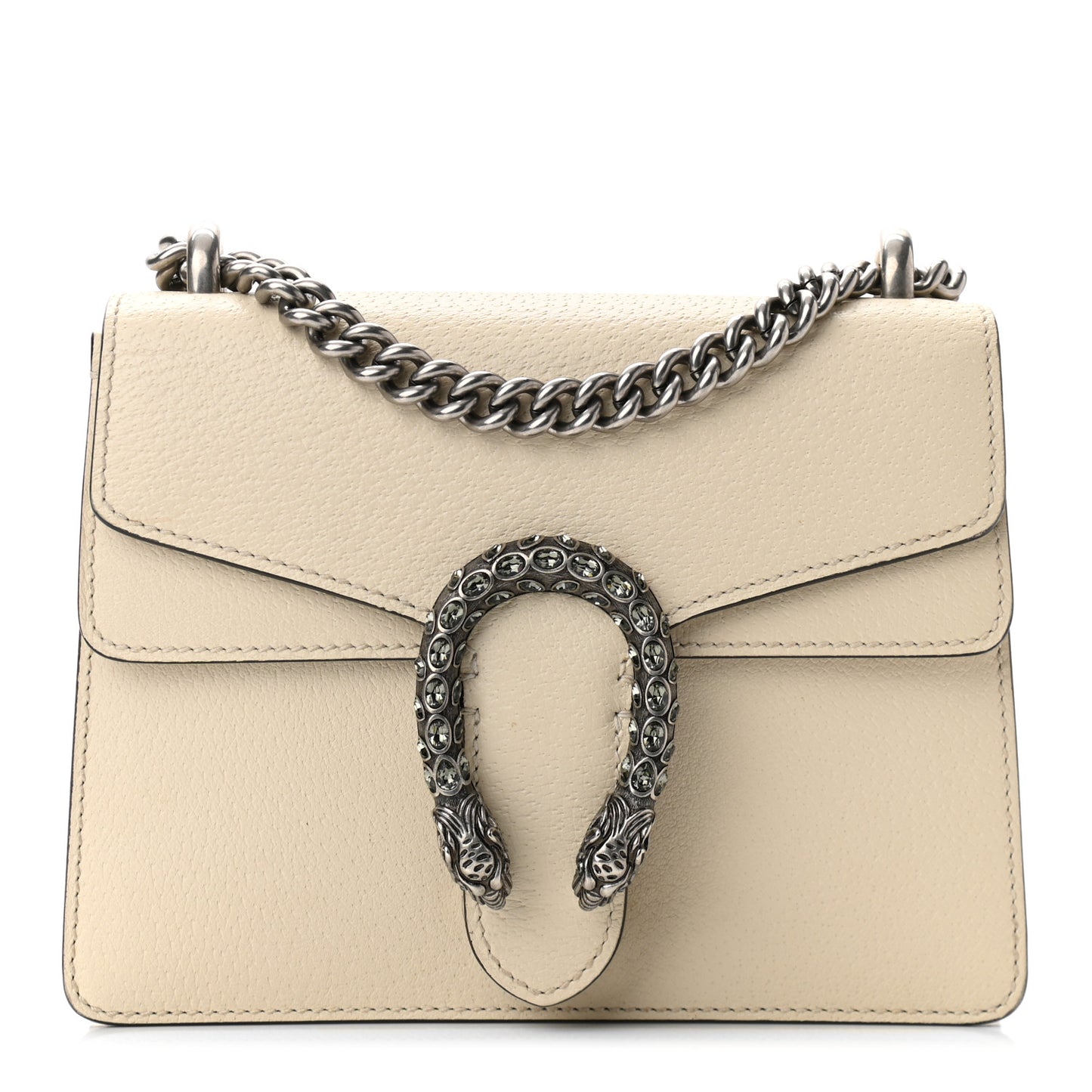 Textured Calfskin Crystal Mini Dionysus Shoulder Bag Mystic White