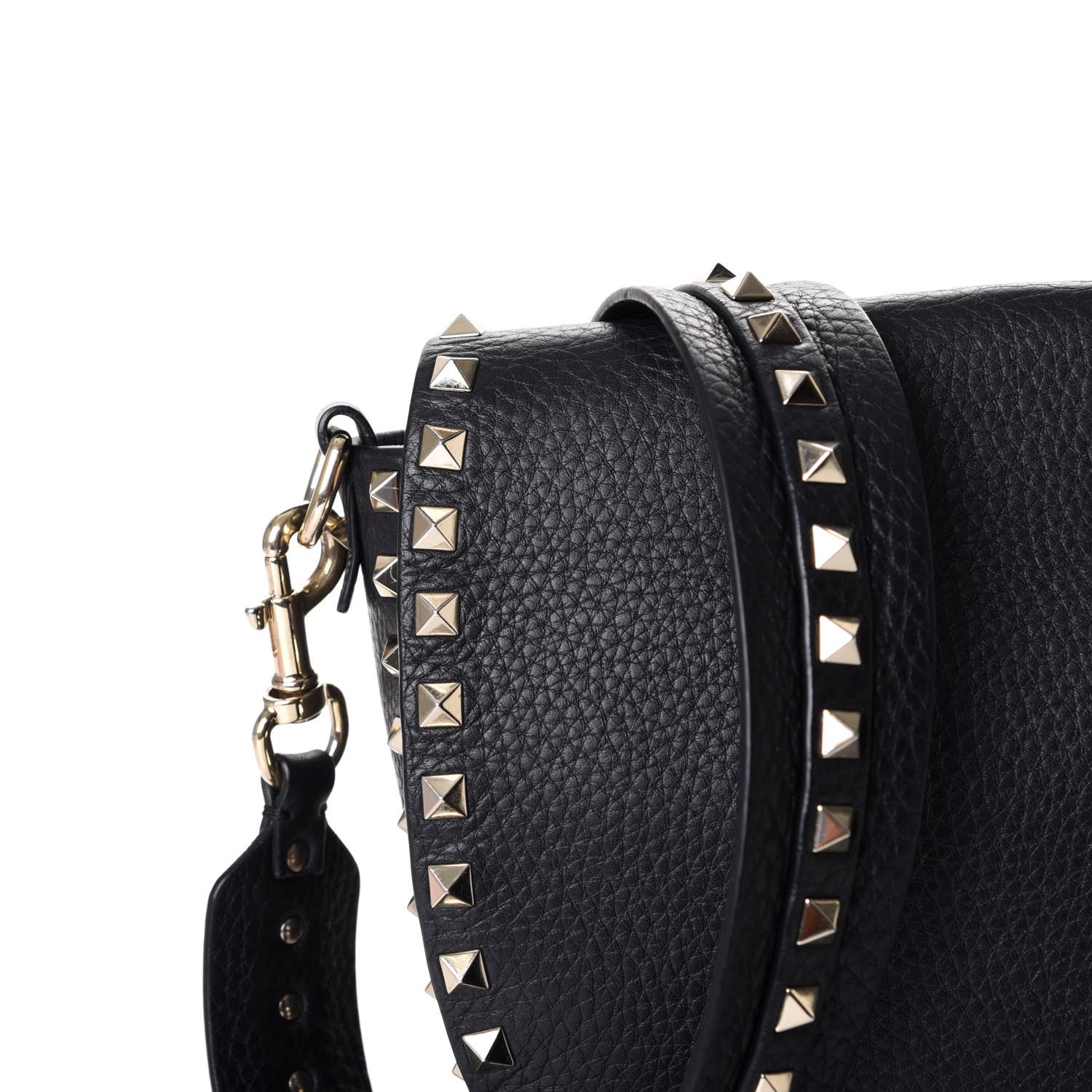 Valentino Garavani Vitello Large Rockstud Halfmoon Saddle Bag Black 11 of 11
