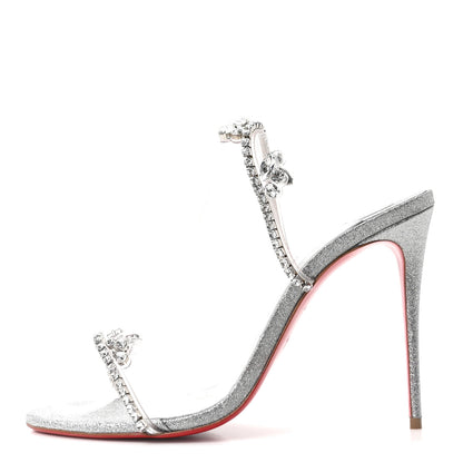 Christian Louboutin PVC Crystal Just Queen 100 Sandals 39 Silver 1 of 9