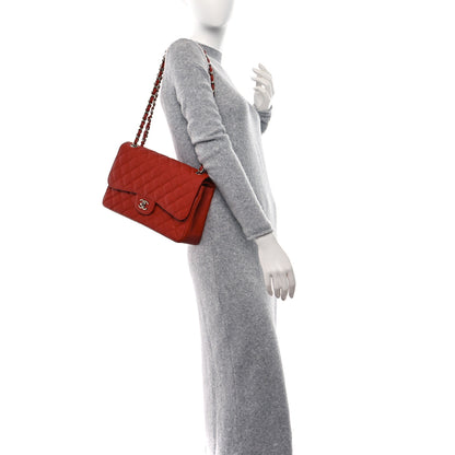Chanel Caviar Quilted Jumbo Double Flap Red 2 of 11