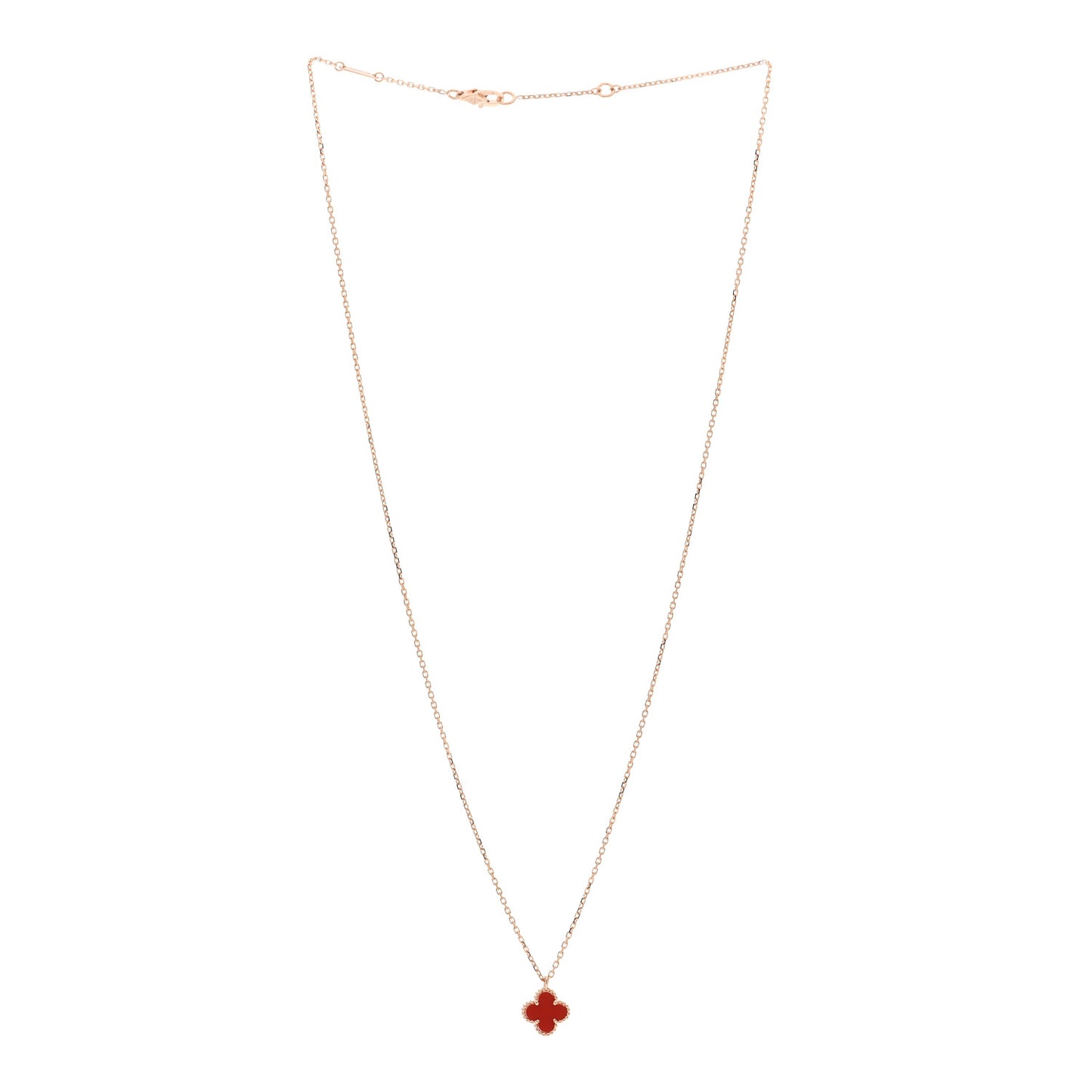 18K Rose Gold Carnelian Sweet Alhambra Pendant Necklace