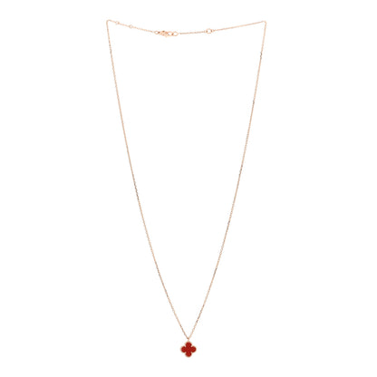 Van Cleef & Arpels 18K Rose Gold Carnelian Sweet Alhambra Pendant Necklace 3 of 5