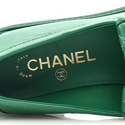 Chanel Lambskin Quilted CC Turnlock Loafers 39.5 Green 7 of 8