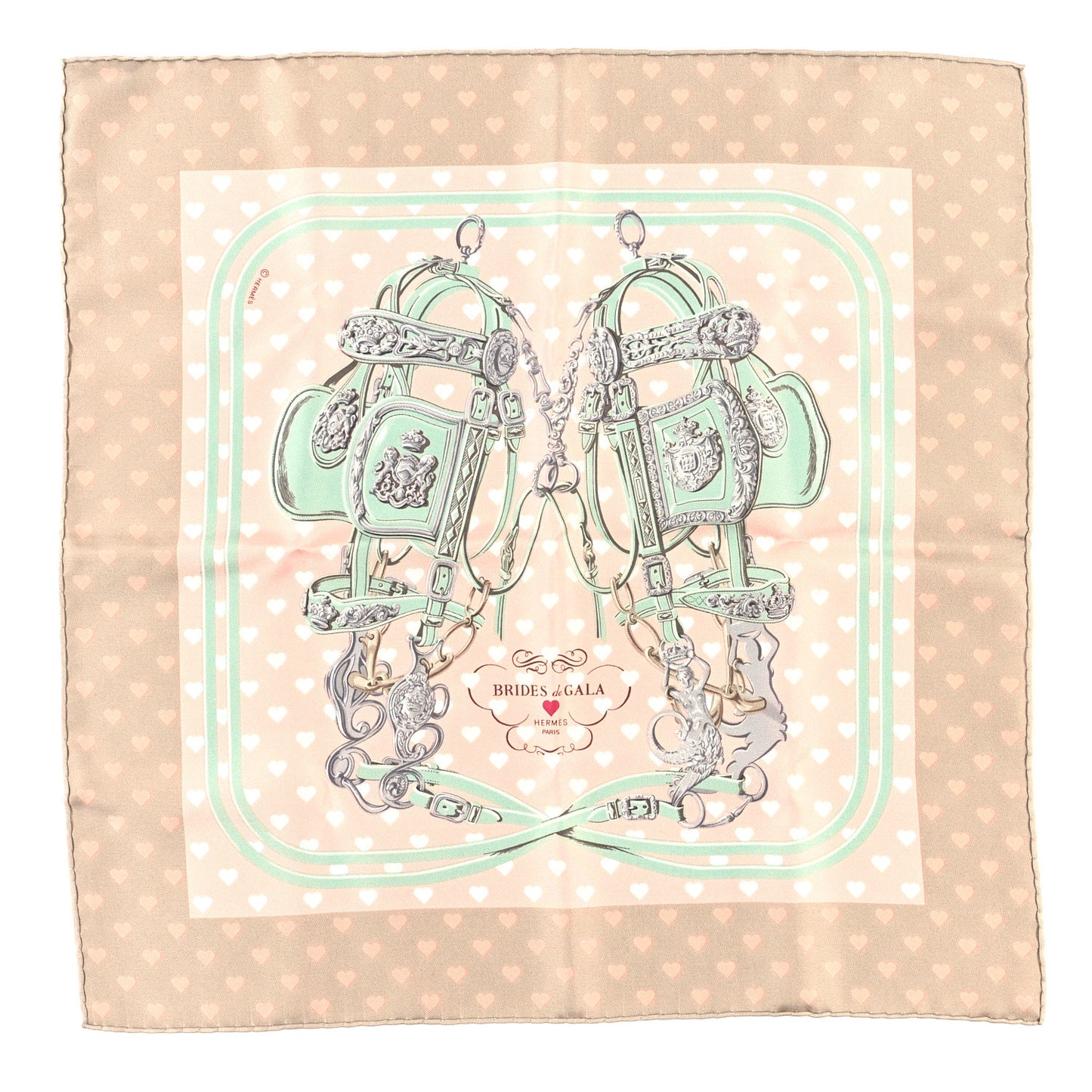 Silk Brides De Gala Love Pocket Square Beige Rose Dragee Vert Amande