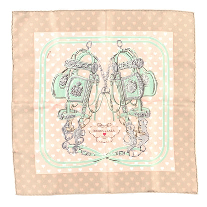Hermes Silk Brides De Gala Love Pocket Square Beige Rose Dragee Vert Amande 1 of 5