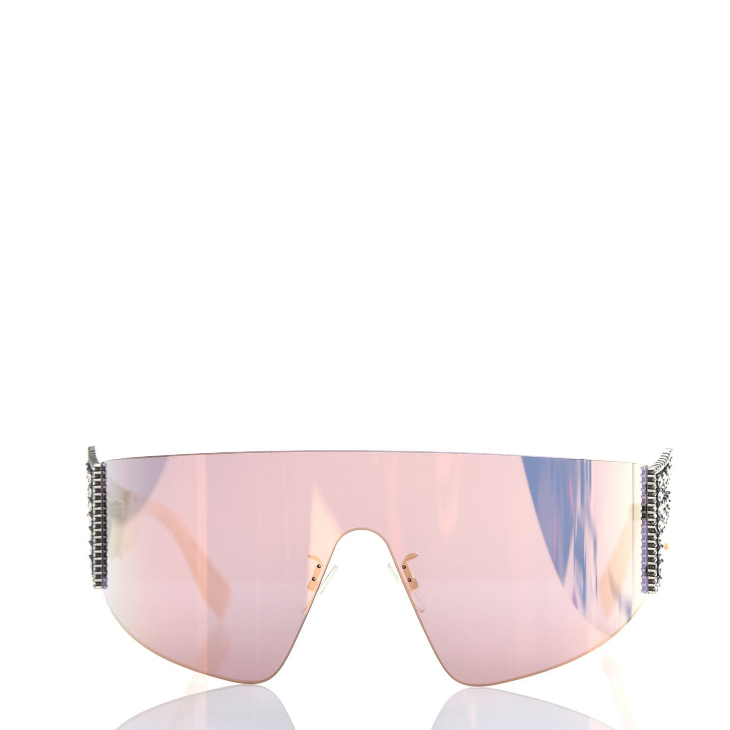 Mirrored Crystal Embellished FFreedom Shield Sunglasses FF 0382/S Pink
