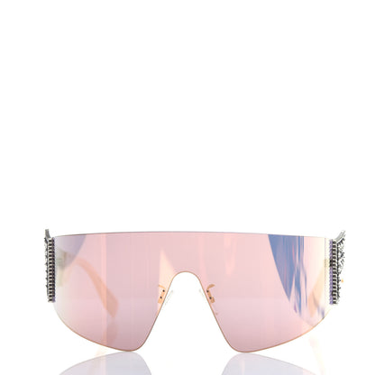 Fendi Mirrored Crystal Embellished FFreedom Shield Sunglasses FF 0382/S Pink 2 of 7